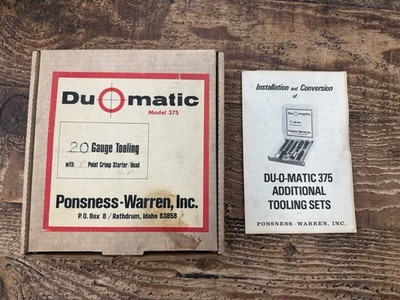 Ponsness Warren Duomatic 375 20 Gauge Partial Tooling Set With Manual