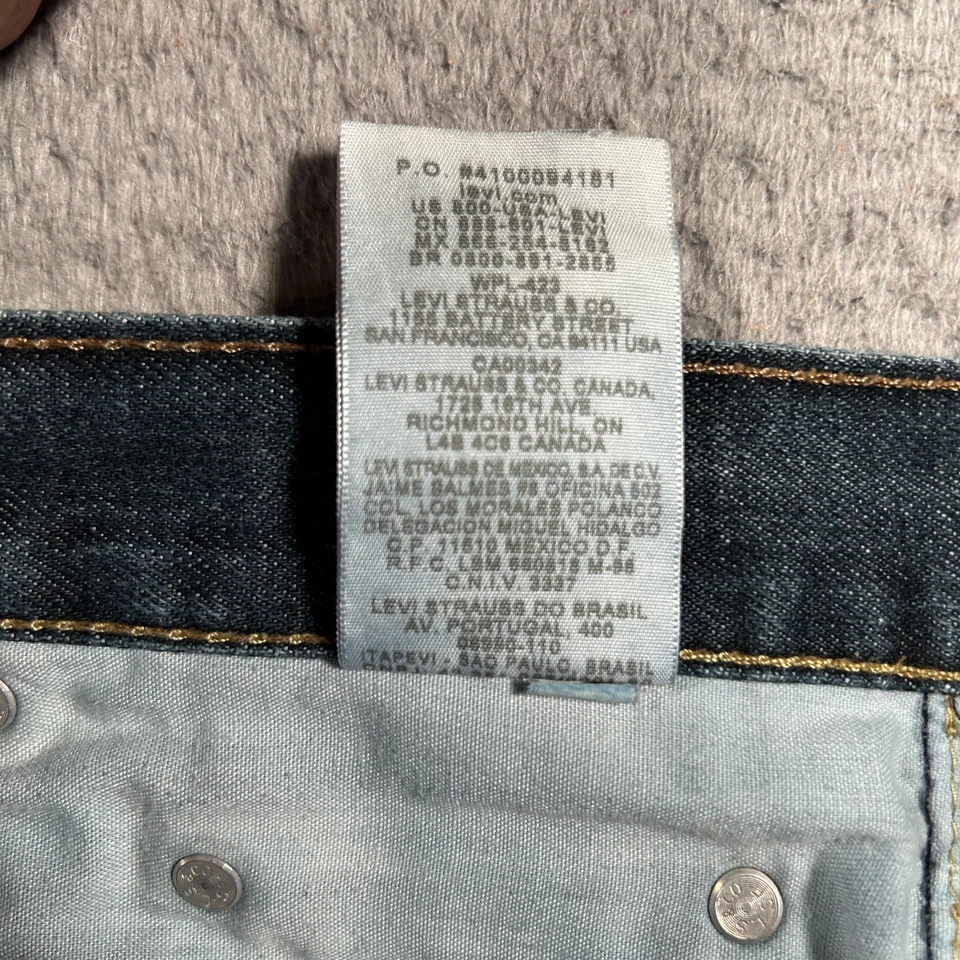 Jeans masculino Levis 527 corte boot baixo 30x28 azul lavagem escura grunge desgastado Y2K - Imagem 4 de 4