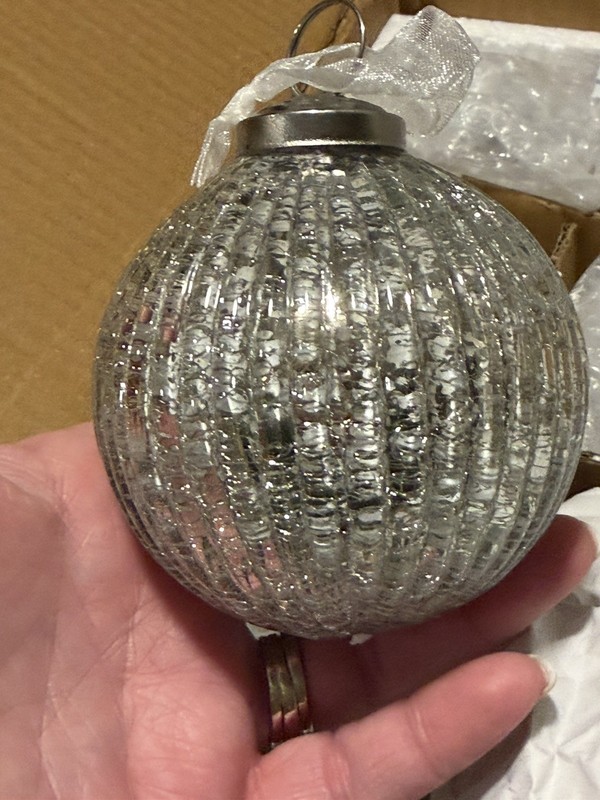 Balsam Hill Set of 12 BH Essentials Mercury Glass Silver Ornaments