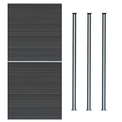 Monster Shop Verbundzaun Panel x 2 & LED Pfosten 6 Fuß x 11,5 Fuß - Grau