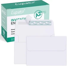 Eupako A2 White Paper Envelopes 100 Pack (4.375 x5.75 Inches), 
