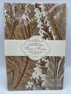 Maison d' Hermine Kitchen Towels, Set Of 2, 20 x 27.5 , Kashmir Paisley Print
