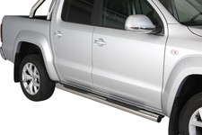 Schwellerrohre mit Tritt für VOLKSWAGEN Amarok 2H 2010> Edelstahl Ø76mm mit TÜV