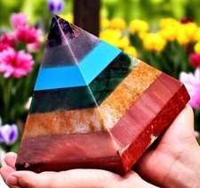 Large Seven Chakra Crystal Pyramid Handmade Crystal Home Office Decorative