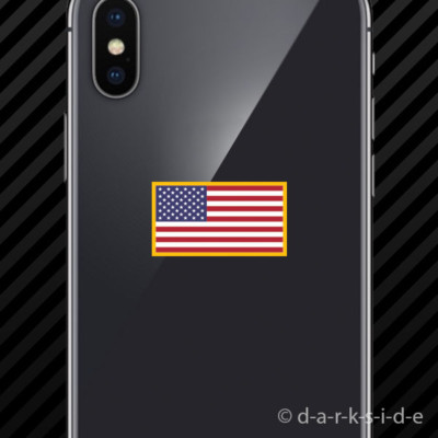 (2x) American Flag Gold Border Cell Phone Sticker Mobile USA America US flags