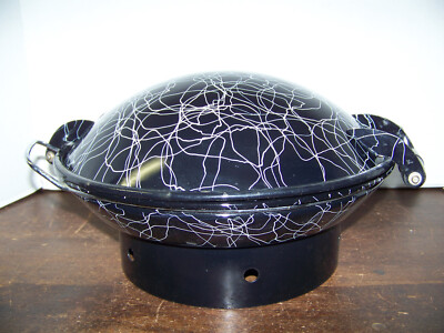 Serendipity Black and White Spaghetti Enamelware 4 pc set Paella Pan Or Wok NICE