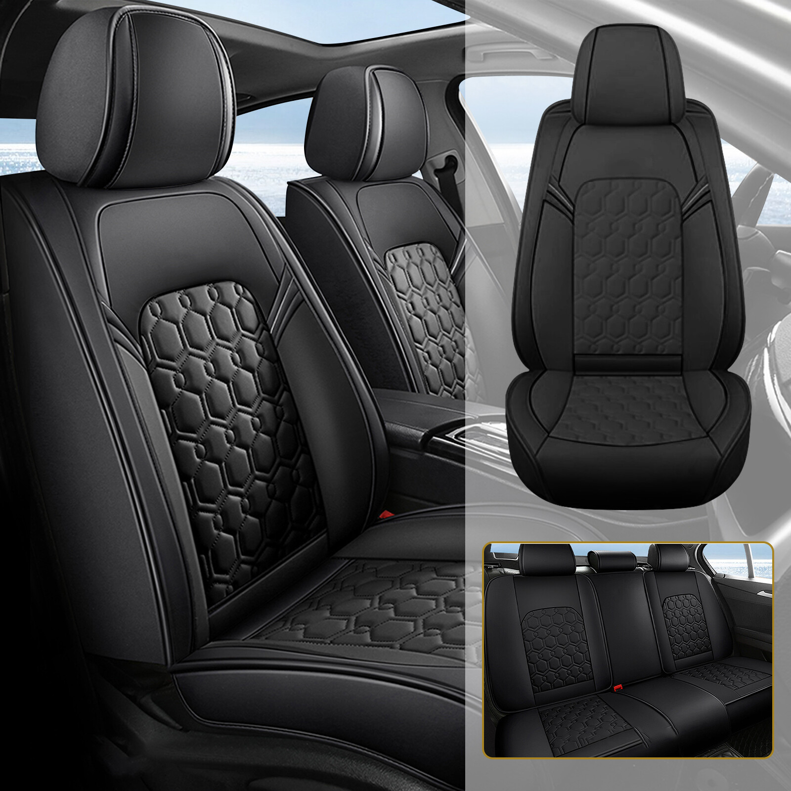 For FORD EcoSport 2018-2023 Car 5-Seat Covers Faux Leather Full Set Protector