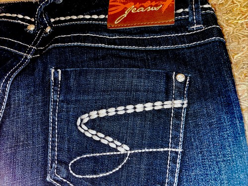 Seven7 Slimming dunkelblau Stretch Jeans Gr. 30 Nähte Glitzer NEU gerades Bein - Bild 5 von 10