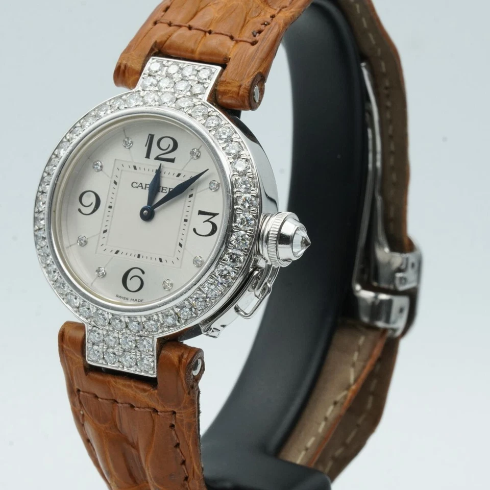 Cartier Pasha Quartz Ladies Watch 32MM 18K 750 Gold 2813 White Gold Diamonds - Image 4 of 4