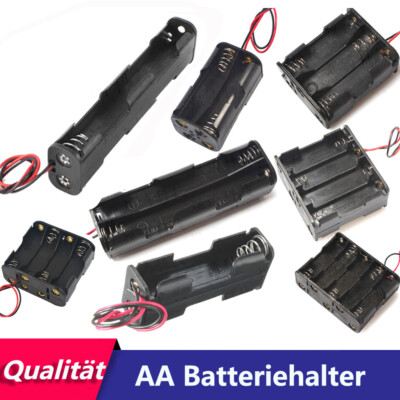 2 3 4 6 8 10x AA Battery Holde Case Box OPen With Wire Battery Back To Back Long
