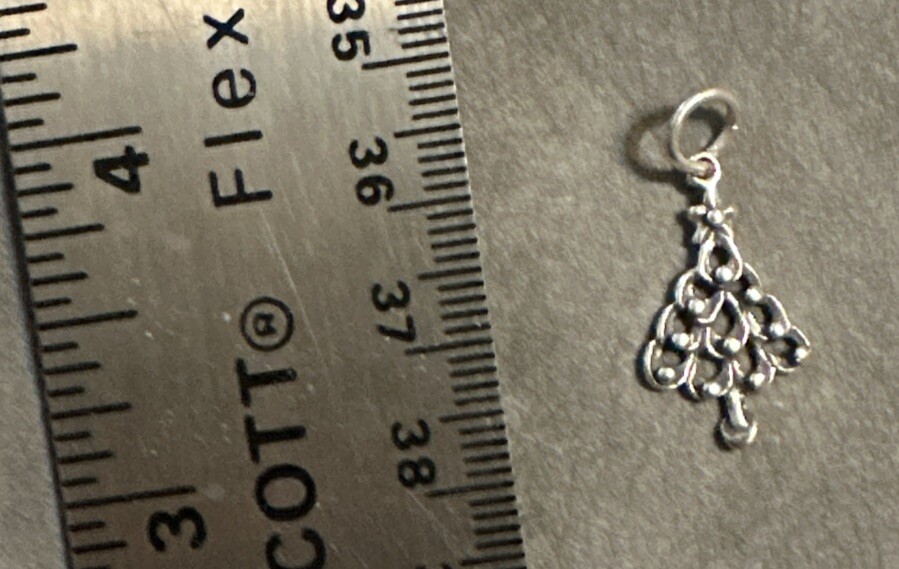 VNT Solid STERLING SILVER Christmas Tree CHARM FO… - image 1