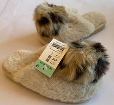 Matalan Girls Slippers size 11 Super Fluffy Beige Pom Pom New with Tag