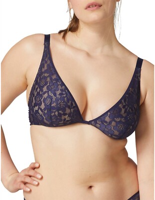 Damen Frauen BH UK 32C Simone Perele Triangel Bügel halbtransparent