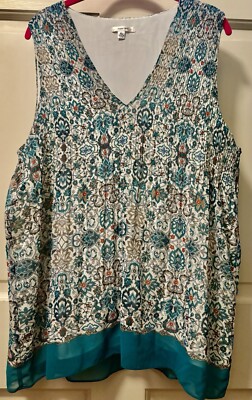Sofie Max Top/NWOT/Size XL/Sleeveless/Turquoise Floral/ V Neck