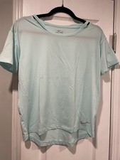 Nike Women  s Size Small Seafoam Dri-Fit Short Sleeve Slash Collar Logo Tee