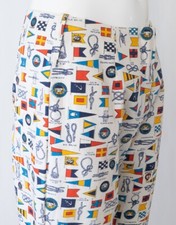 1960s Vintage Novelty Print Bell Bottom Capris Nautical Deadstock Low Rise