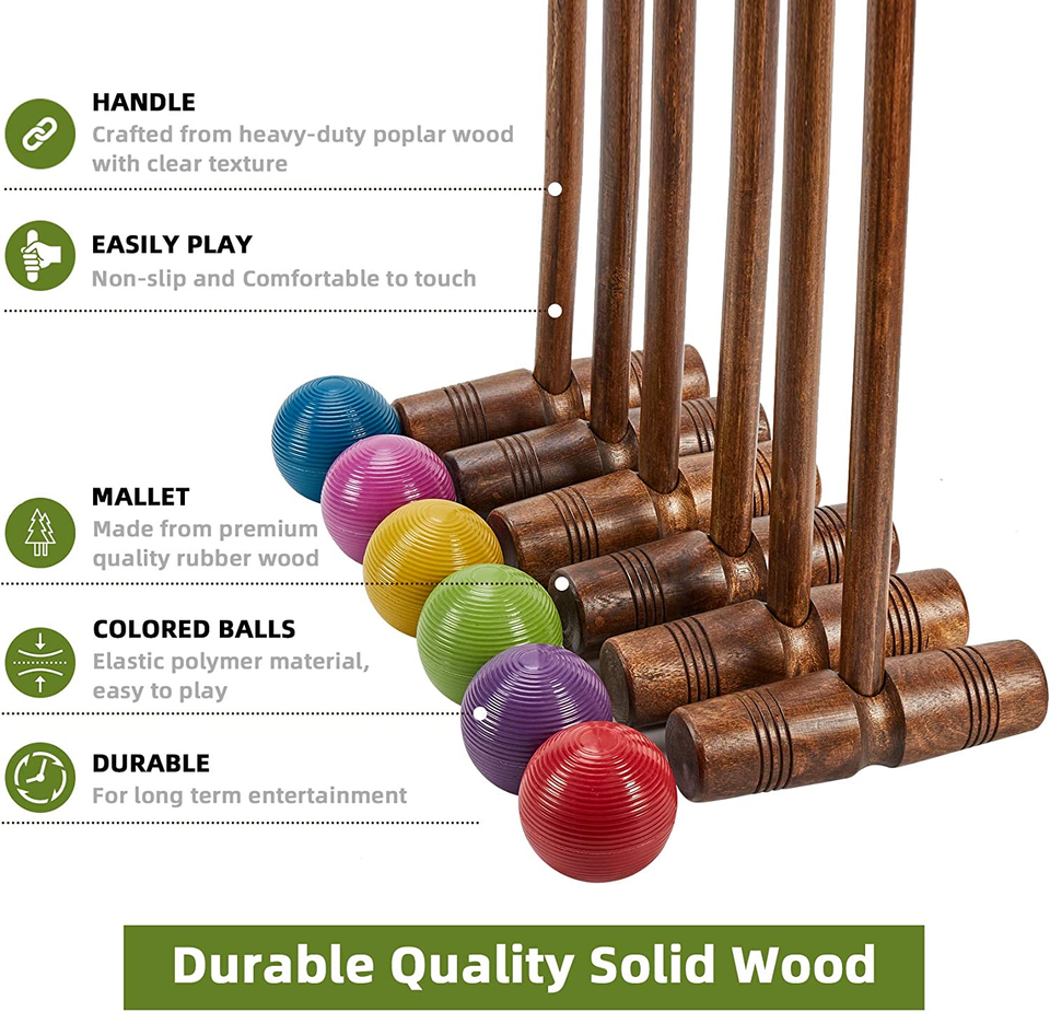 32’’ Six Player Croquet Set, Regulation [Classic Vintage] Croquet Set with Woode eBay