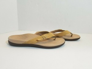 Vionic Patty Flip Flops Thong Sandals Gold Tan Fabric Buckle Accent Sz 9 Women's | eBay
