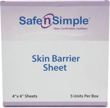 Safe n Simple SNS21605 Skin Barrier Sheet 4" x 4" -  Box of 5 - Exp 2027
