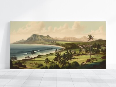 Hawaii Coastline Painting, Maui Kauai Watercolor Art Print, Hawaii Travel Gift