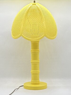 Vintage MCM Honi Chilo Plastic Faux Wicker Yellow Lamp | eBay