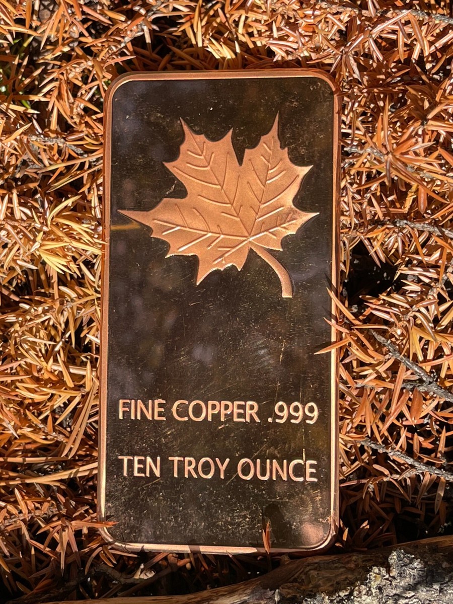 10 oz Copper Bar - Canadian Maple Leaf CMC Mint - 10 Troy Ounces