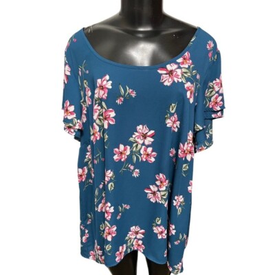 2X Torrid Women's Georgette Flutter Short Sleeve Pullover Blouse
