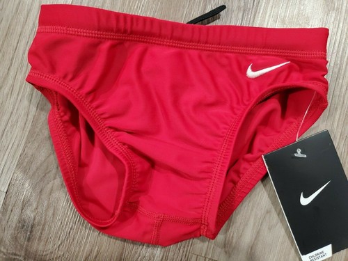 Nike Swim Boys Nylon Core Solid Brief Swimsuit Size 22 XS 6-7 Red