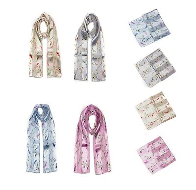 MYTOPTRENDZ Dragonfly Print Scarf Classy long Light Soft Silky Satin Stripe Ladies Neck Wrap