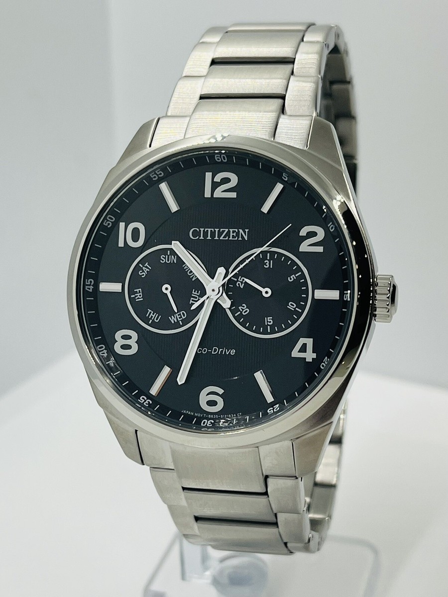 Citizen Men's Eco-Drive Stainless Steel Silver Black Dial 42mm