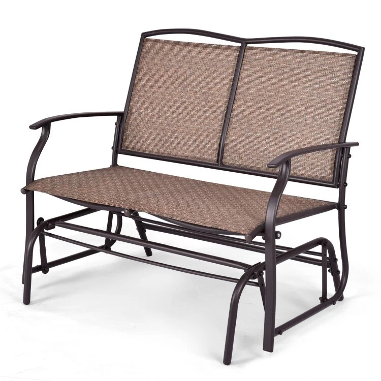 2 Seat Porch Rocking Chair Iron Outdoor Rocker Patio Glider