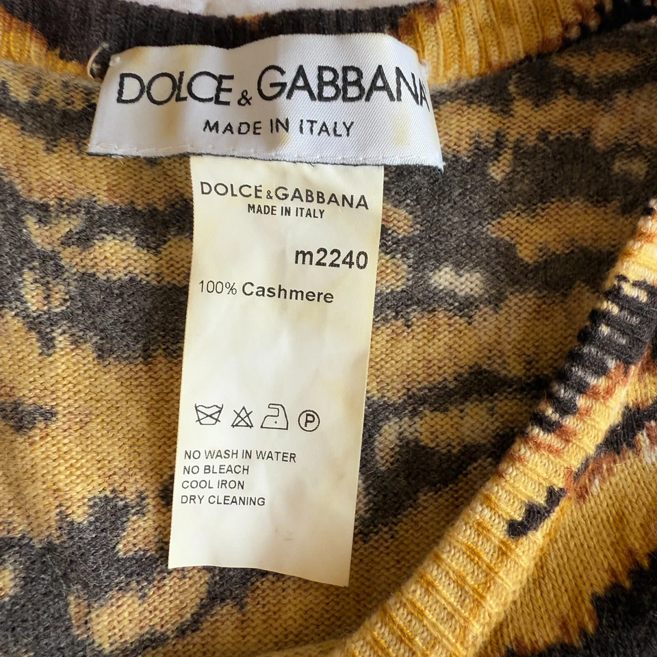 D&G Dolce & Gabbana Cashmere Top Sleeveless Tiger Print Animal Vintage Size S - Image 2 of 4