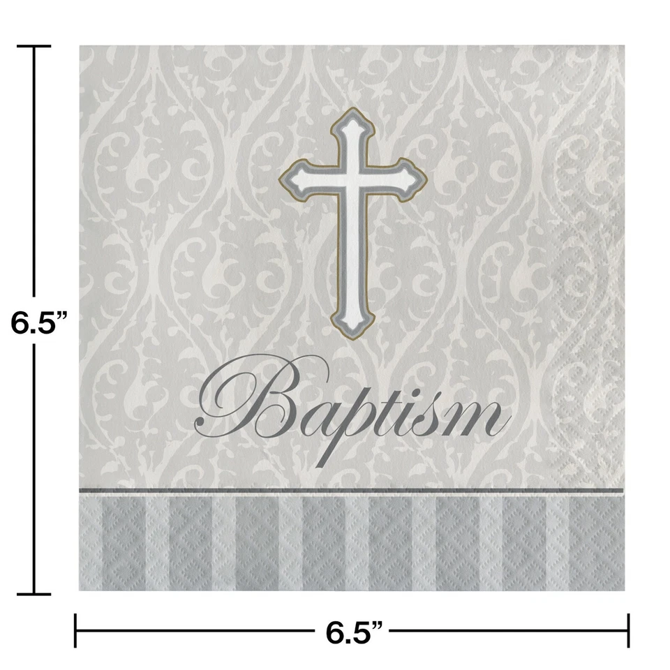 Baptism Napkins Cross Lunch Napkins Devotional Religious Napkins 16ct - Image 2 of 2