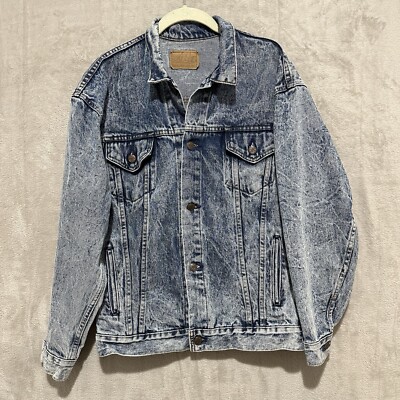 Vintage Trucker Jacket Mens Small Denim Stone Wash Jean Made In