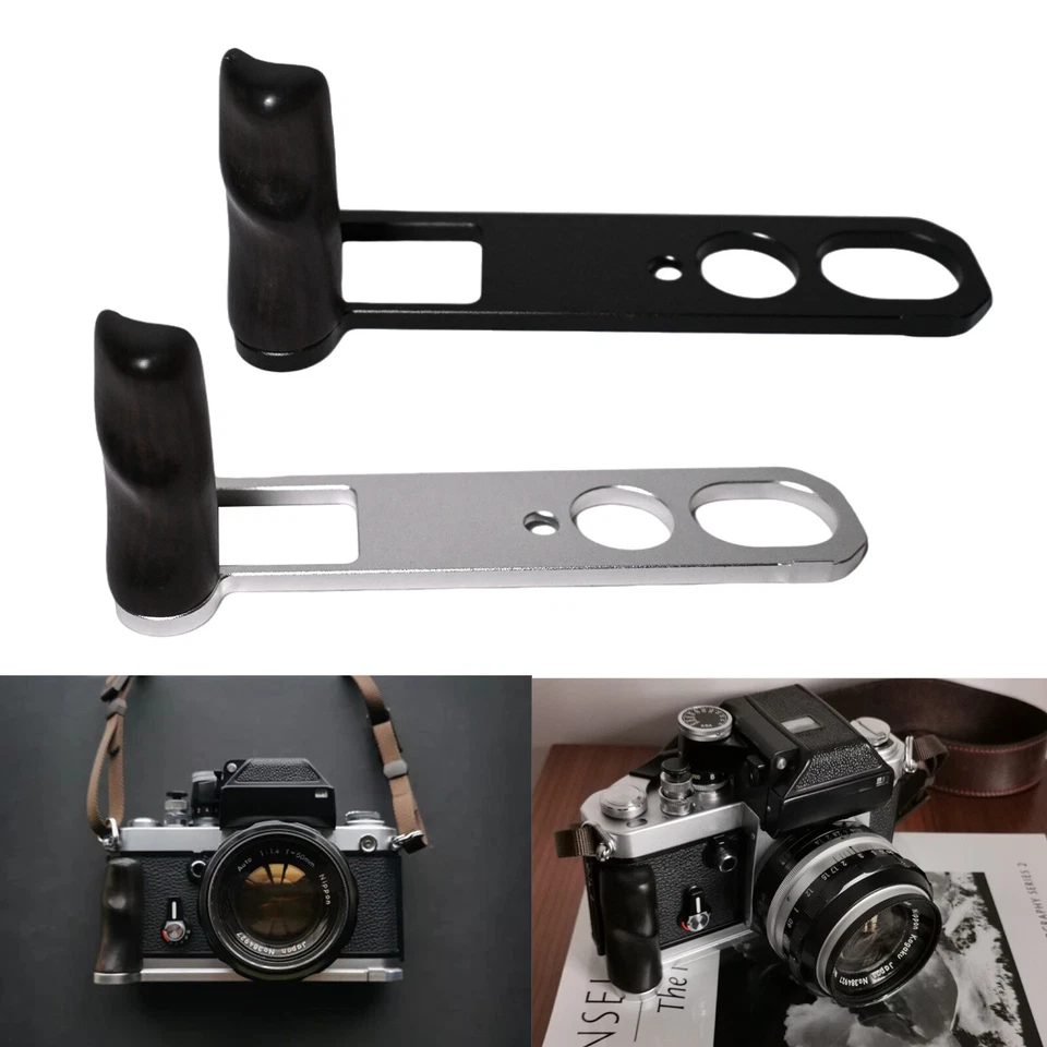 Empuñadura de mano madera de ébano tipo L soporte trípode cabeza de bola placa base para película NIKON F2 Foto 2 de 4