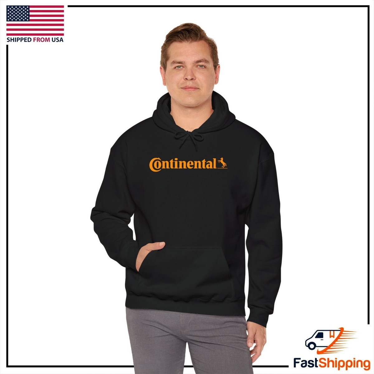 Continental Hoodie Sweatshirt Black Sizes S M L XL 2XL 3XL Continental Hoodie Sweatshirt Black Sizes S M L XL 2XL 3XL