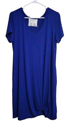 Cupio Women's Blue Jersey Knit Knee Length Dress Size XL Pockets NWT    
