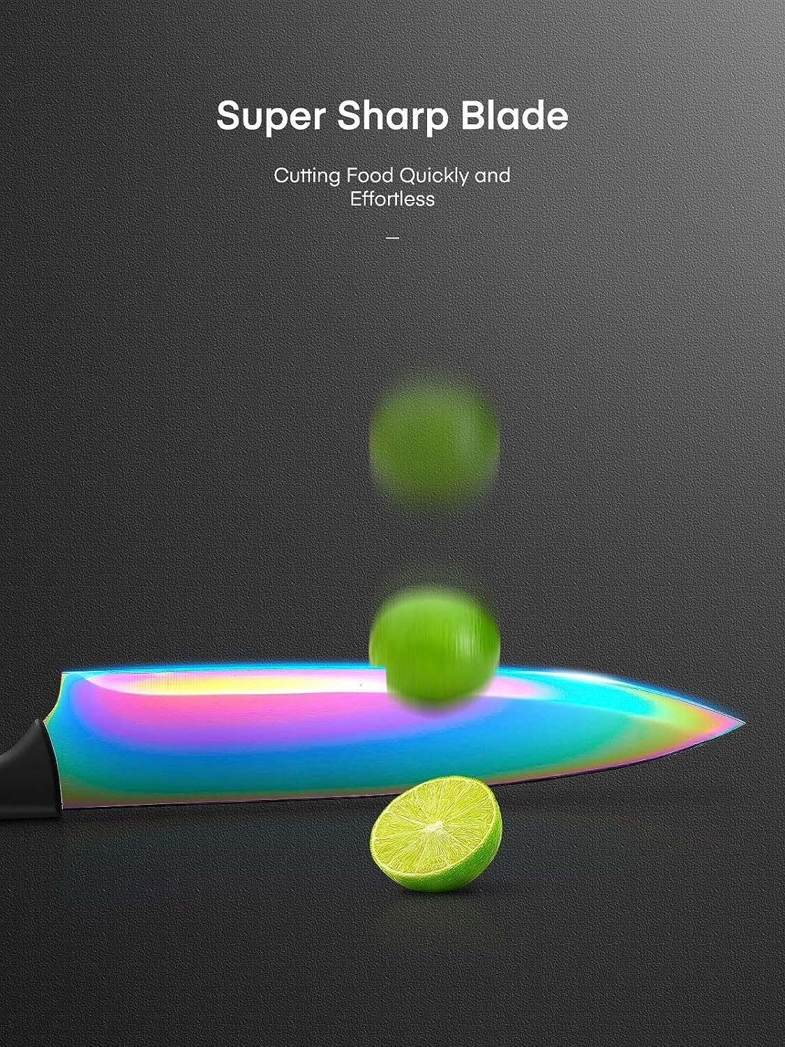 Premium Super Sharp Rainbow Knife Set - Titanium Coating - Kitchen Scissors