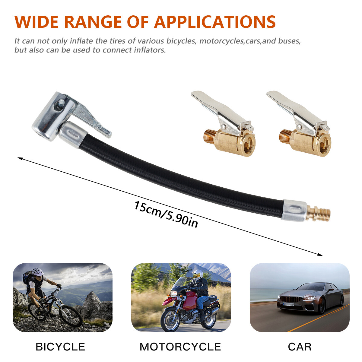 Tire Valve Extension Tube 5.9 Inch Tyre Air Expansion Hose 300PSI Tire