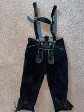 VTG BOYS LEIDERHOSEN SUEDE LEATHER CHILDRENS KIDS M ETHNIC SUSPENDER PANTS
