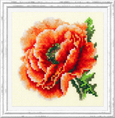 Alisa Kreuzstich Set „Poppy“ – Komplettset Mit Stoff, Garn, Nadel & Anleitung Für 11x10 Cm Motiv