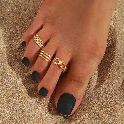 10pcs Toe Rings Women Stacking Open Tail Ring Beach Foot Jewelry Adjustabl ❀ - Picture 9 of 15