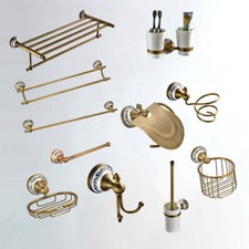 Antique Brass Ceramic Bathroom Accessories Set Bath Hardware Towel Bar szh134