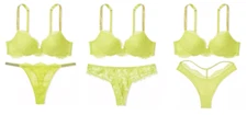 Victoria’s Secret Very Sexy Limelight Lace Shine Strap Bra 32B + Panty Set Small