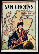 Original June 1929 St. Nicholas Magazine Cover: Scotland Map, Scottish Sailor