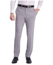 Kenneth Cole Mens Slim fit Dress Pants 33 / 30 Light Grey Check Stretch