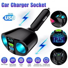 Dual-Port Car Charger Adapter with Digital Display Charge Multiple Devices
