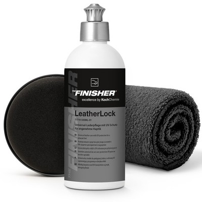Lederpflege Set Auto THE FINISHER LeatherLock 500ml + Applikator Mikrofasertuch