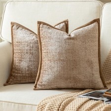 Yaertun Pack of 2 Chenille Textured Decorative Throw Pillow Covers Accent Solid