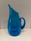 VTG. BLENKO TURQUISE GLASS PITCHER # 939-P, WINSLOW ANDERSON 1950'S MCM 14"